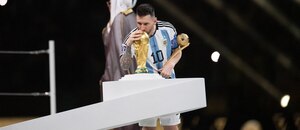 Lionel Mesi po vítězném finále MS 2022 Lionel Mesi po vítězném finále MS 2022