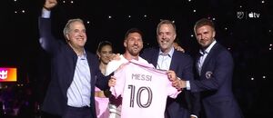 Messi při představení v Interu Miami Messi při představení v Interu Miami