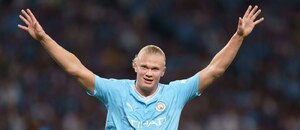 Fotbal, hvězdný Erling Haaland v dresu Manchester City