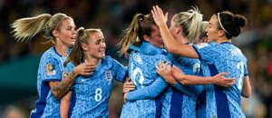 Hráčky Anglie slaví gól na MS ve fotbale žen 2023