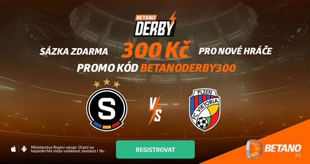 Betano Derby - získejte 300 Kč sázku zdarma