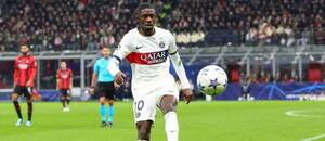 Ousmane Dembélé v dresu PSG proti AC Milán