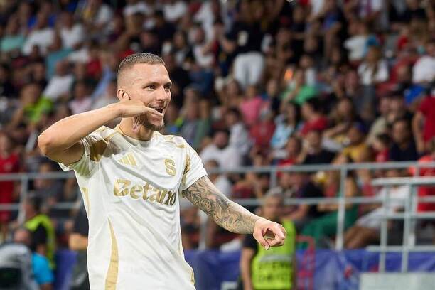 Oslava Lukáše Haraslína po gólu proti FCSB