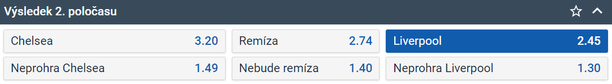 Tip na utkání Chelsea vs. Liverpool - Tipsport
