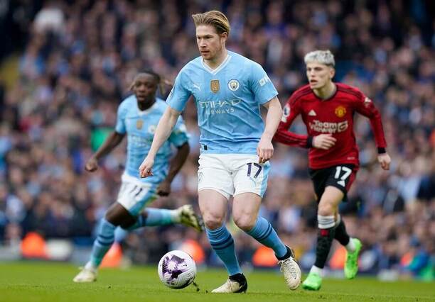 Kevin De Bruyne v zápase proti Manchesteru United
