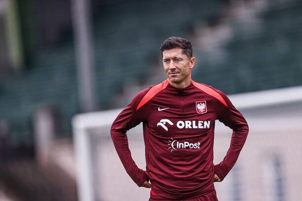 Robert Lewandowski během tréninku polské reprezentace