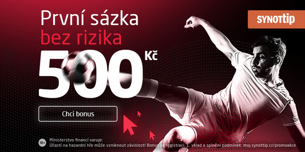 SYNOT TIP uvítací bonus Sázka bez rizika 500 Kč