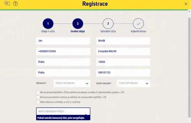 Registrace u Sazkabetu - bonusový kód a vstupní bonus k registraci Sazkabet