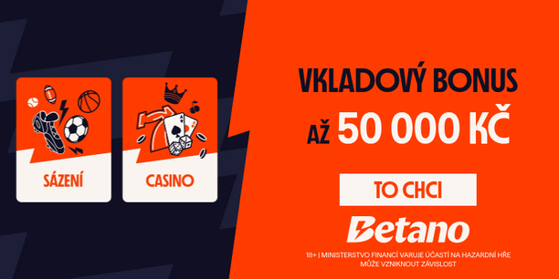 Betano vstupní bonus ke vkladu až 50 000 Kč