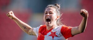 Martina Šurnovská během derby v roce 2024 Martina Šurnovská během derby v roce 2024
