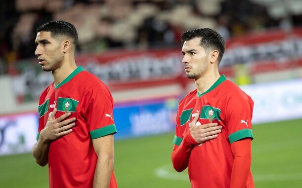 Španělští rodáci Brahim Díaz a Achraf Hakimi v dresu Maroka