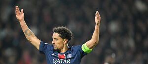 Marquinhos během odvetného zápasu s Arsenalem, semifinále Ligy mistrů 2024–25