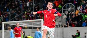 Václav Sejk slaví gól proti Belgii