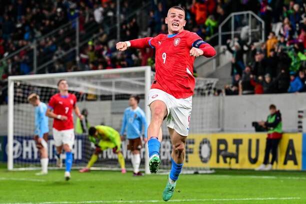 Václav Sejk slaví gól proti Belgii