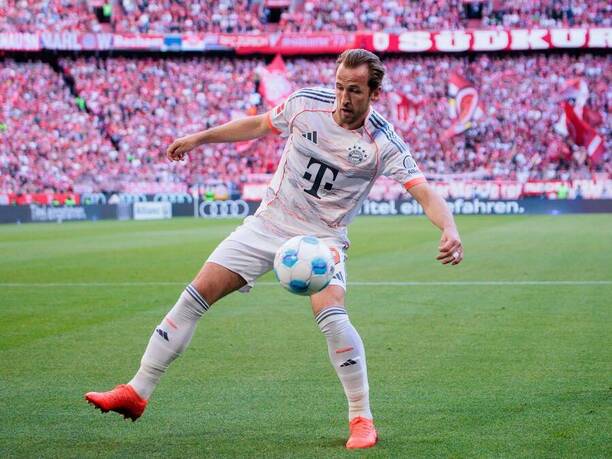Harry Kane, útočník Bayernu Mnichov, v akci