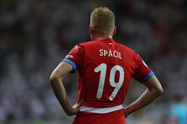 Karel Spáčil během utkání s Anglií, Euro U21 na Slovensku 2025