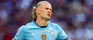 Erling Haaland, útočník Manchesteru City, během finále FA Cupu 2025 Erling Haaland, útočník Manchesteru City, během finále FA Cupu 2025