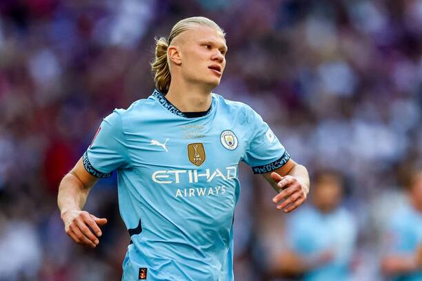 Erling Haaland, útočník Manchesteru City, během finále FA Cupu 2025