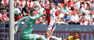 David Douděra střílí branku Drážďanům v generálce na Chance Ligu 2025/26