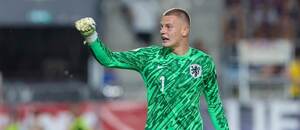 Brankář Joeri Heerkens v dresu nizozemské reprezentace do 19 let