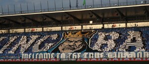 Fanoušci ostravského Baníku na městském stadionu ve Vítkovicích