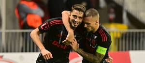 Albion Rrahmani a Lukáš Haraslín slaví gól do sítě Pardubic Albion Rrahmani a Lukáš Haraslín slaví gól do sítě Pardubic