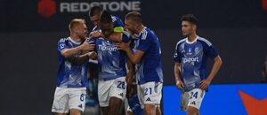 Fotbalisté Olomouce se radují z gólu proti Liberci