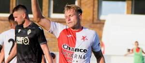 Tomáš Čelůstka, obránce Kroměříže, v duelu Chance Národní Ligy