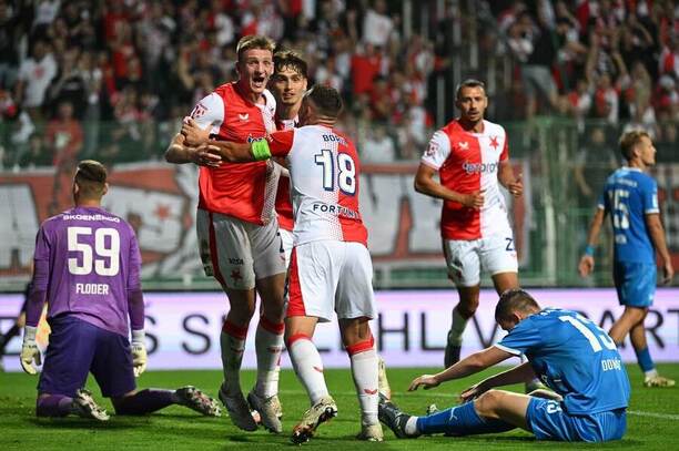 Štěpán Chaloupek se raduje z důležitého gólu na půdě Mladé Boleslavi