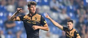9. kolo Chance Ligy 2025/26: Na fotce Jakub Pira (vlevo) z Baníku Ostrava v duelu proti Mladé Boleslavi