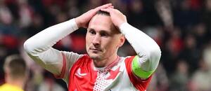 Jan Bořil při nevydařeném duelu Slavie se Zlínem