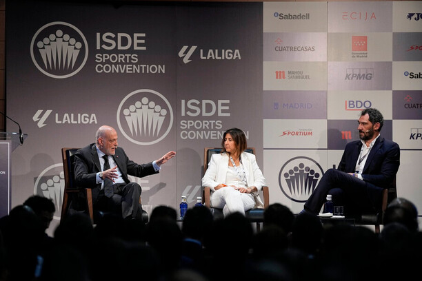 Javier Tebas, šéf španělské La Ligy, na konferenci ISDE