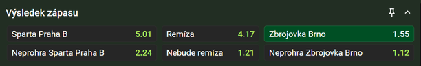Chance: TIP na výsledek Sparta B - Zbrojovka