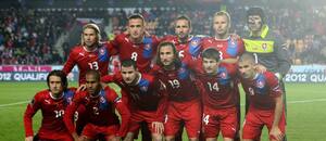 Čeští fotbalisté před úvodním barážovým zápasem s Černou Horou
