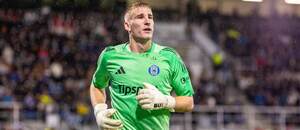 Olomoucký gólman Jan Koutný během utkání Konferenční ligy proti týmu Raków