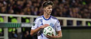 Denis Kramář, útočník Olomouce, v Konferenční lize proti Fiorentině