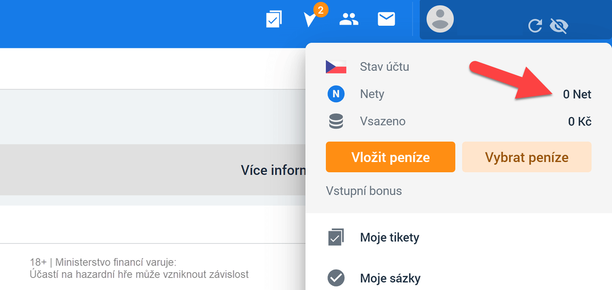 Ukázka Tipsport registračního bonusu v&nbsp;hodnotě 300&nbsp;Kč