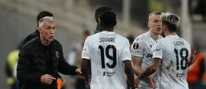 Fotbalisté Plzně během zápasu 6. kola Evropské ligy 2025–26