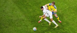 Danijel Šturm v dresu slovinské reprezentace proti Švédsku