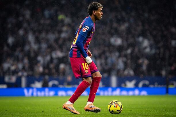 Lamine Yamal během vítězství Barcelony nad Espanyolem