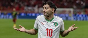 Maročan Brahim Díaz slaví gól do sítě Kamerunu