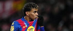 Lamine Yamal slaví gól v pohárovém utkání Barcelony s Albacete