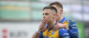 Michal Bílek slaví gól v zápase Teplic s Karvinou