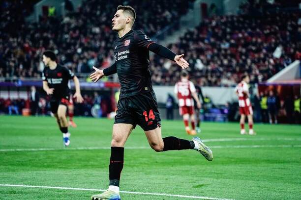 Patrik Schick se v&nbsp;minulém zápase proti Olympiakosu postaral o&nbsp;oba góly Leverkusenu