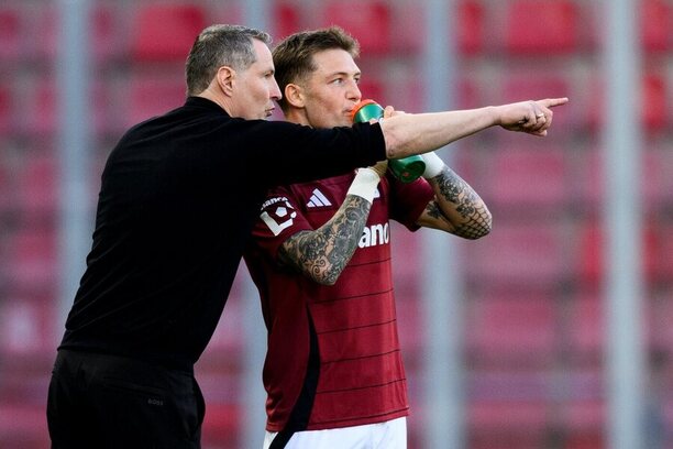 Brian Priske a&nbsp;Oliver Sonne během výhry Sparty nad Karvinou