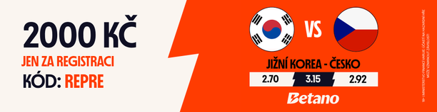 Betano promo kód na zápas J. Korea vs. Česko