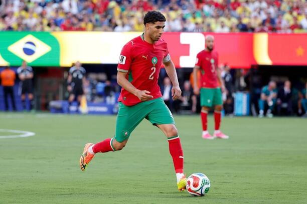 Achraf Hakimi během utkání Maroka s&nbsp;Brazílií