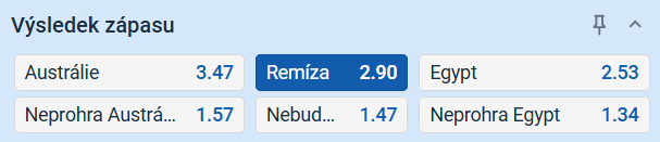 Tip na výsledek zápasu Austrálie vs. Egypt