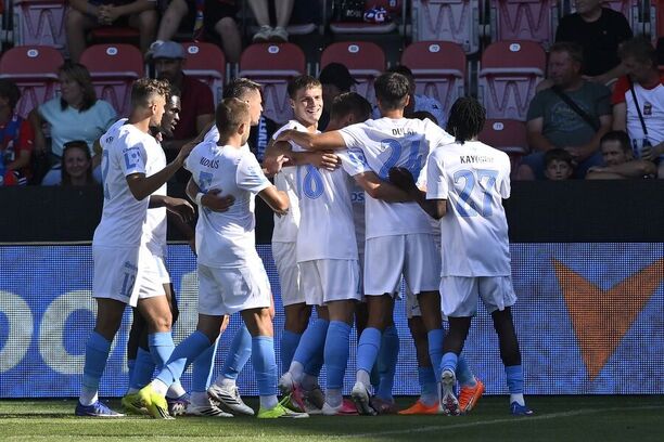 Liberec slaví gól v&nbsp;utkání proti Plzni v&nbsp;prvním kole Chance Ligy