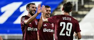 Sparťané se radují z gólu do sítě Viktorie Žižkov
